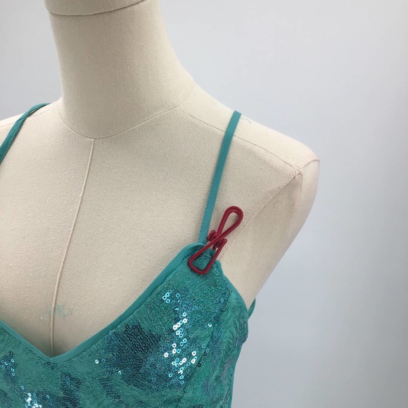 LULU'S SZ S Glittering Presence Teal Green Sequin Lace-Up Maxi Dress NEW B17 - Picture 5 of 9